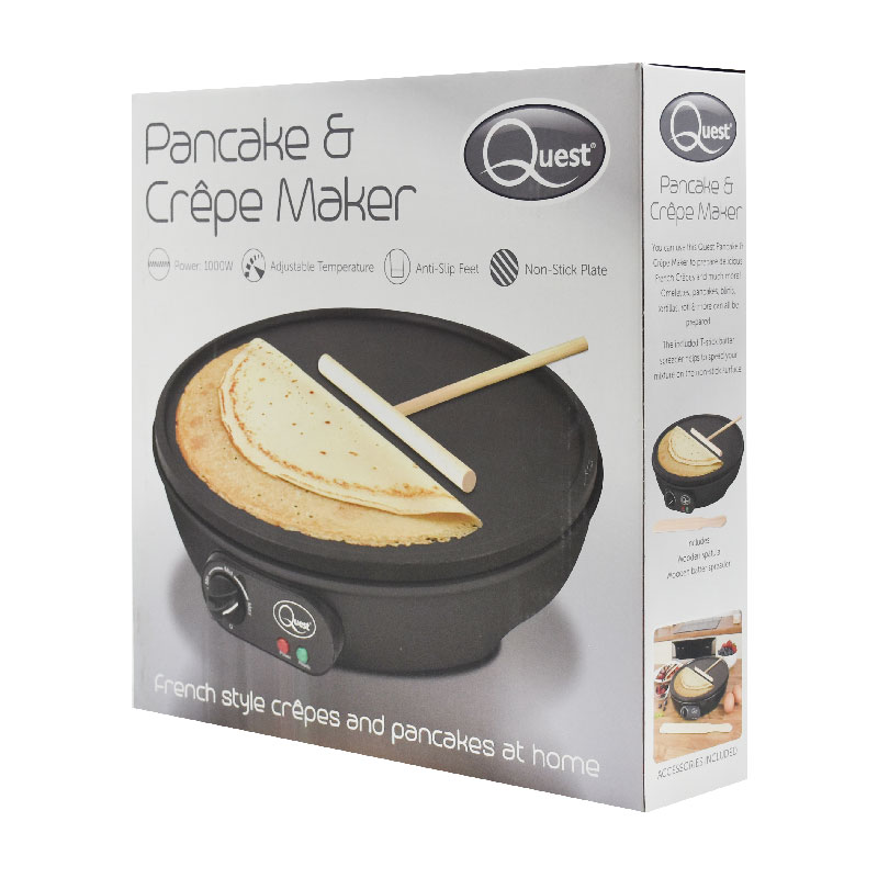 Quest Pancake And Crepe Maker 1000 Watt, 30 cm Non-Stick Plate, CE Quest Pancake And Crepe Maker 1000 Watt, 30 cm Non-Stick Plate, CE
