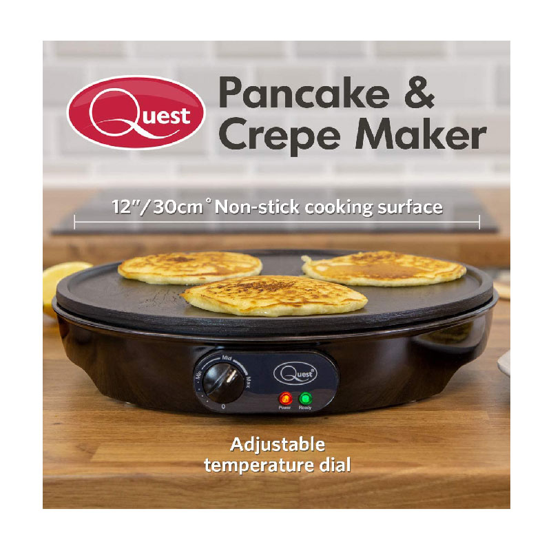 Quest Pancake And Crepe Maker 1000 Watt, 30 cm Non-Stick Plate, CE Quest Pancake And Crepe Maker 1000 Watt, 30 cm Non-Stick Plate, CE